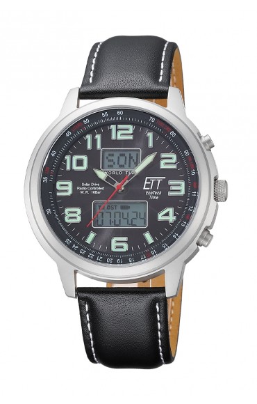 Solar Drive Funk Herrenuhr Hunter II World Timer EGS-11301-21L