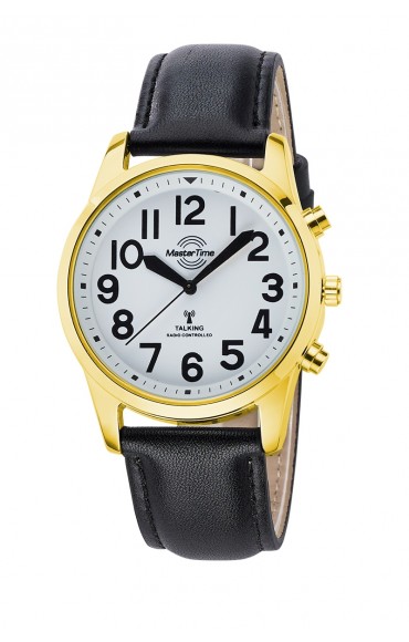 Master Time Sprechende Funk Herrenuhr Deutsch mit Lederband MTGA-10690-60L