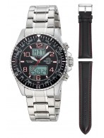 Funk Quarz Herren Super Power World Timer MTGA-10920-22M  SET mit Lederband