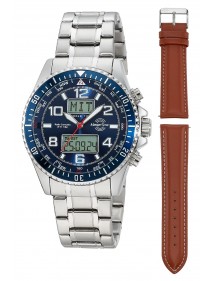 Funk Quarz Herren Super Power World Timer MTGA-10922-32M SET mit Lederband