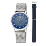 Funk Solar Drive Damen Atacama Edelstahl ELS-11617-32MS im Set mit blauem Lederband