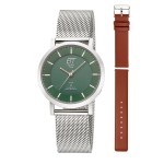 Funk Solar Drive Damen Atacama Edelstahl ELS-11618-81MS 2.Liebe im Set mit hellbraunem Lederband