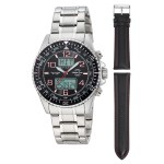 Funk Quarz Herren Super Power World Timer MTGA-10920-22M  SET mit Lederband